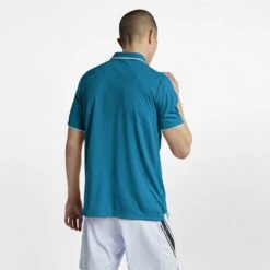 Nike Men's Court Dri-Fit Team Polo (Turquoise/White) -Racquet Guys Sports 939137 425 PHSBM001 1000