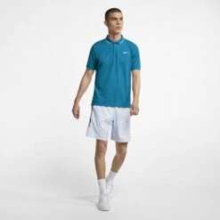 Nike Men's Court Dri-Fit Team Polo (Turquoise/White) -Racquet Guys Sports 939137 425 PHSYM002 1000