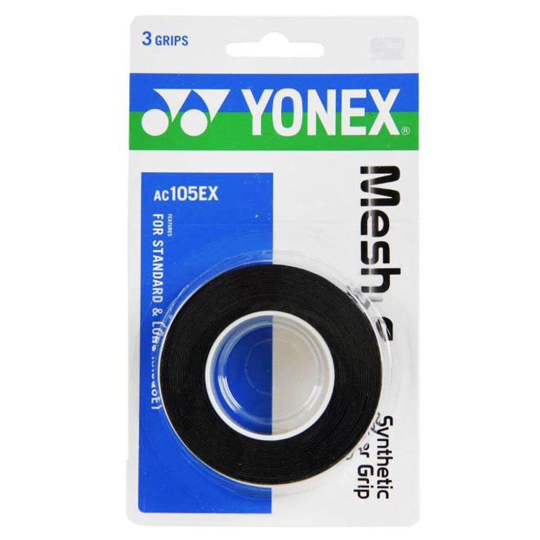 Yonex Mesh Grap Overgrip 3 Pack (Black) 1 Yonex Mesh Grap Overgrip 3 Pack (Black)