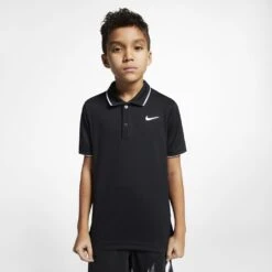 Nike Boy's Court Dri-Fit Team Polo (Black/White) -Racquet Guys Sports BQ8792 010 PHSFM001 1000