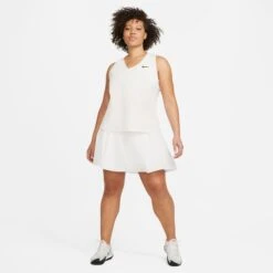 Nike Women's Dri-FIT Club Tennis Skirt (White/Black) -Racquet Guys Sports DB5935 100 PHSYM005 3144