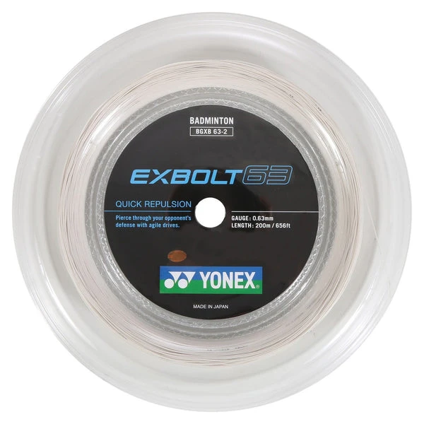Yonex BG Exbolt 63 Badminton String Reel (White) 1 Yonex BG Exbolt 63 Badminton String Reel (White)