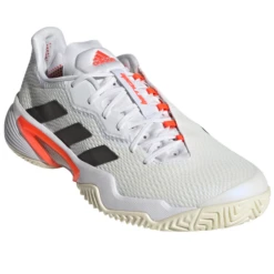 Adidas Barricade Tokyo Men's Tennis Shoe (White/Black/Solar Red) -Racquet Guys Sports FZ3935 FTW photo front lateral top white