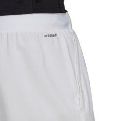 Adidas Men's Club Stretch Woven 9-Inch Shorts (White/Black) -Racquet Guys Sports GH7222 APP on model detail 1 white 4f6c4696 5f62 49c9 987d af3e723d9379