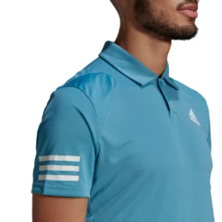 Adidas Men's Club 3 Stripes Polo (Hazy Blue/White) -Racquet Guys Sports GL5422 APP on model detail 1 white