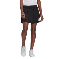 Adidas Women's Club Pleated Skirt (Black/White) -Racquet Guys Sports GL5468 APP on model standard white