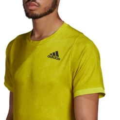 Adidas Men's FreeLift Primeblue Printed Top (Yellow) -Racquet Guys Sports GQ2221 APP on model detail 1 white