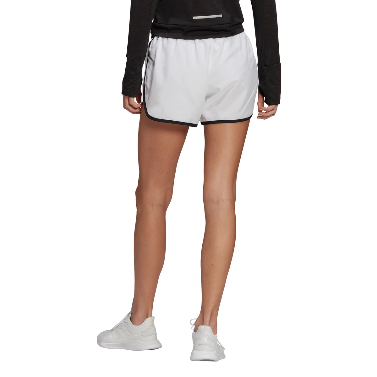 Adidas Women's Marathon 4-Inch Shorts (White/Black) 1 Adidas Women's Marathon 4-Inch Shorts (White/Black)