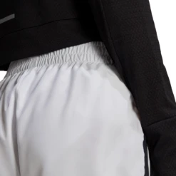 Adidas Women's Marathon 4-Inch Shorts (White/Black) 11 Adidas Women's Marathon 4-Inch Shorts (White/Black) -Racquet Guys Sports GQ9348 APP on model detail 2 white