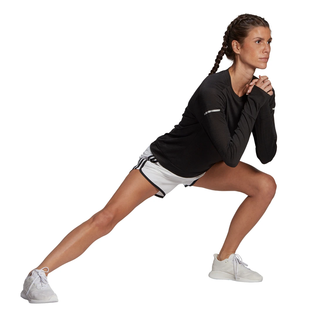 Adidas Women's Marathon 4-Inch Shorts (White/Black) 3 Adidas Women's Marathon 4-Inch Shorts (White/Black) - Image 3