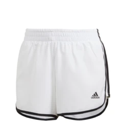 Adidas Women's Marathon 4-Inch Shorts (White/Black) 12 Adidas Women's Marathon 4-Inch Shorts (White/Black) -Racquet Guys Sports GQ9348 APP photo front white