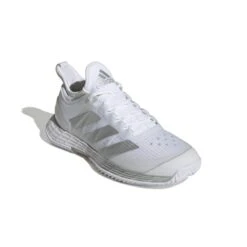 Adidas Adizero Ubersonic 4 Women's Tennis Shoe (White/Silver/Grey) -Racquet Guys Sports GW2513 6 FOOTWEAR Photography FrontLateralTopView white