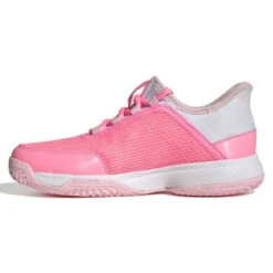 Adidas Adizero Club Junior Tennis Shoe (Pink/White) -Racquet Guys Sports GX1855 5 FOOTWEAR Photography SideMedialCenterView white