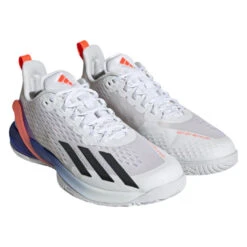 Adidas Adizero Cybersonic Men's Tennis Shoe (White/Black) -Racquet Guys Sports GY9634 6 FOOTWEAR Photography FrontLateralTopView transparent