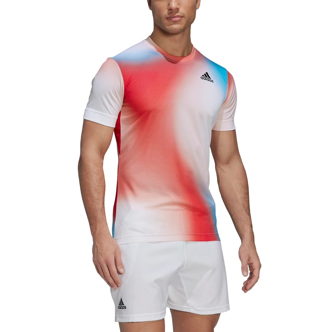 Adidas Men's Melbourne FreeLift Printed Top (White/Vivid Red/Black) 2 Adidas Men's Melbourne FreeLift Printed Top (White/Vivid Red/Black) - Image 2