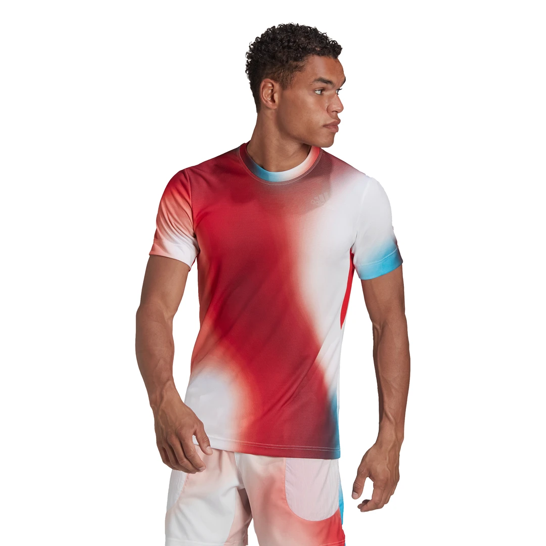 Adidas Men's Melbourne FreeLift Printed Top (White/Vivid Red/Black) 1 Adidas Men's Melbourne FreeLift Printed Top (White/Vivid Red/Black)
