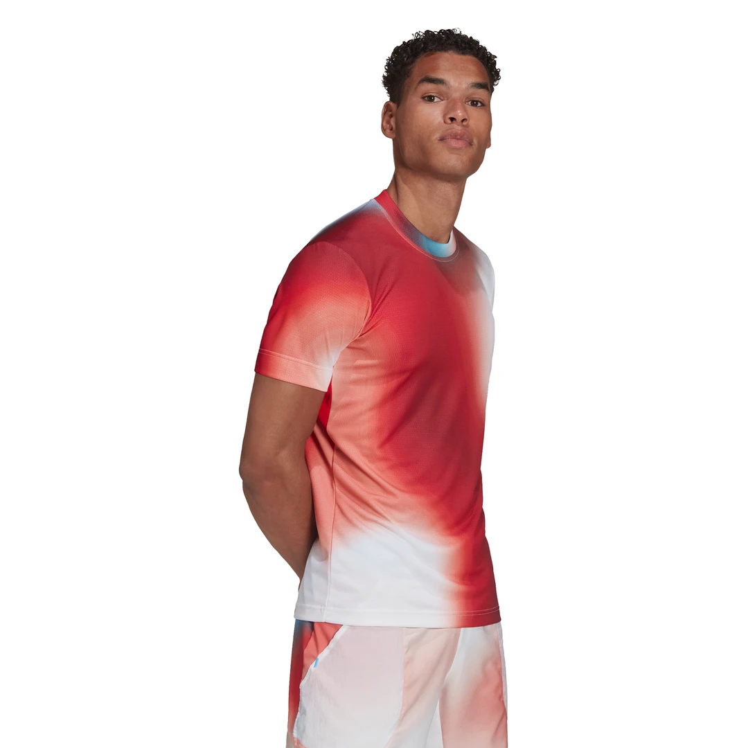Adidas Men's Melbourne FreeLift Printed Top (White/Vivid Red/Black) 5 Adidas Men's Melbourne FreeLift Printed Top (White/Vivid Red/Black) - Image 5