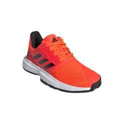 Adidas CourtJam XJ Junior Tennis Shoe (Solar Red/Black/White) -Racquet Guys Sports H68131 FTW photo front lateral top white