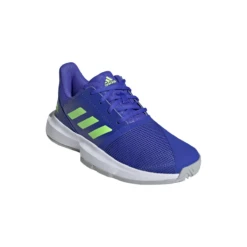 Adidas CourtJam XJ Junior Tennis Shoe (Blue/Neon Green) -Racquet Guys Sports H68132 FTW photo front lateral top white