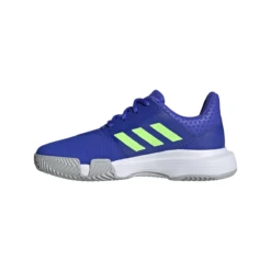 Adidas CourtJam XJ Junior Tennis Shoe (Blue/Neon Green) -Racquet Guys Sports H68132 FTW photo side medial center white