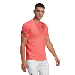 Adidas Men's 3 Stripes Club Top (Semi Turbo/Black) -Racquet Guys Sports HB9075 APP on model walking white