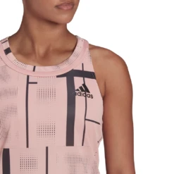 Adidas Women's Club Tennis Graphic Tank Top (Wonder Mauve/Black) 10 Adidas Women's Club Tennis Graphic Tank Top (Wonder Mauve/Black) -Racquet Guys Sports HB9093 APP on model detail 1 white