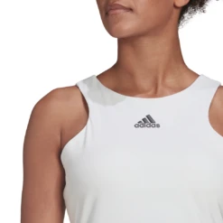 Adidas Women's Tennis Y-Tank Top (White) 12 Adidas Women's Tennis Y-Tank Top (White) -Racquet Guys Sports HF0842 APP on model detail 1 white