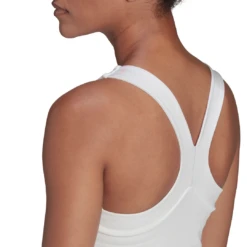 Adidas Women's Tennis Y-Tank Top (White) 13 Adidas Women's Tennis Y-Tank Top (White) -Racquet Guys Sports HF0842 APP on model detail 3 white