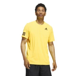 Adidas Men's Club 3 Stripes Top (Yellow) -Racquet Guys Sports HN3903 3 APPAREL OnModel StandardView white