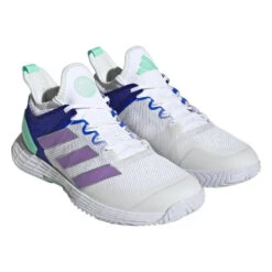 Adidas Adizero Ubersonic 4 Women's Tennis Shoe (White) -Racquet Guys Sports HQ8390 6 FOOTWEAR Photography FrontLateralTopView transparent