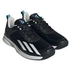 Adidas Courtflash Speed Men's Tennis Shoe (Black/White) -Racquet Guys Sports HQ8482 6 FOOTWEAR Photography FrontLateralTopView transparent