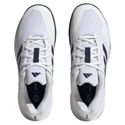 Adidas GameCourt 2 Men's Tennis Shoe (White/Navy) -Racquet Guys Sports HQ8809 3 FOOTWEAR Photography TopPortraitView transparent