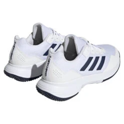 Adidas GameCourt 2 Men's Tennis Shoe (White/Navy) -Racquet Guys Sports HQ8809 7 FOOTWEAR Photography BackLateralTopView transparent