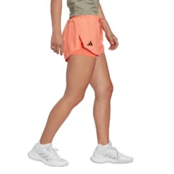 Adidas Women's Club Shorts (Orange) 9 Adidas Women's Club Shorts (Orange) -Racquet Guys Sports HS1453 5 APPAREL OnModel WalkingView transparent