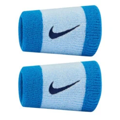 Nike Swoosh Doublewide Wristbands 2 Pack (Photo Blue/Celestine Blue)