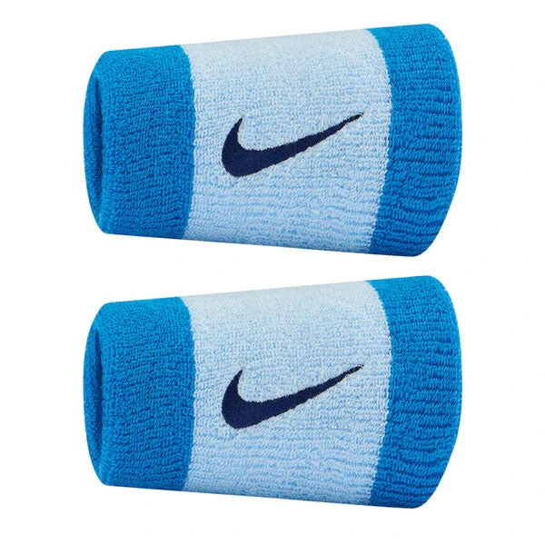 Nike Swoosh Doublewide Wristbands 2 Pack (Photo Blue/Celestine Blue) 1 Nike Swoosh Doublewide Wristbands 2 Pack (Photo Blue/Celestine Blue)