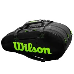 Wilson Super Tour 15 Pack Racquet Bag (Black/Green) -Racquet Guys Sports WR8004101001 Super Tour 3 Comp BKGR Front