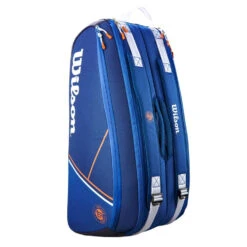 Wilson Super Tour 9 Pack Roland Garros Racquet Bag (Blue/Clay) -Racquet Guys Sports Wilson Roland Garros Super Tour 9PK Blue Orange 2