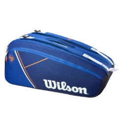 Wilson Super Tour 9 Pack Roland Garros Racquet Bag (Blue/Clay) -Racquet Guys Sports Wilson Roland Garros Super Tour 9PK Blue Orange 3