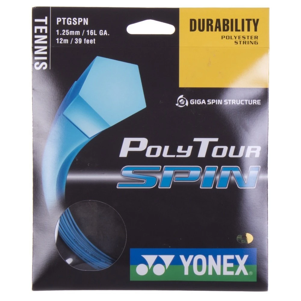 Yonex Poly Tour Spin 16L/1.25 Tennis String (Blue) 1 Yonex Poly Tour Spin 16L/1.25 Tennis String (Blue)