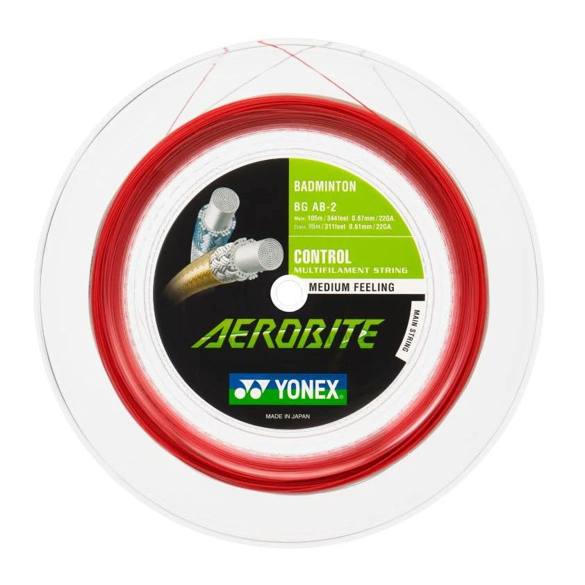 Yonex BG Aerobite Hybrid Badminton String Reel (White/Red) 1 Yonex BG Aerobite Hybrid Badminton String Reel (White/Red)