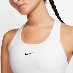 Nike Women's Dri-FIT Swoosh Medium Support 1 Piece Pad Sports Bra (White/Black) -Racquet Guys Sports dri fit swoosh support 1 piece pad sports bra mx9N8j 413f4291 747b 404b 90a3 3ccd5b532ce2