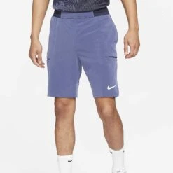 Nike Men's Dri-FIT Slam 9 Inch Shorts (Dark Purple Dust/Obsidian/White) -Racquet Guys Sports nikecourt dri fit slam tennis shorts 6LqhBH
