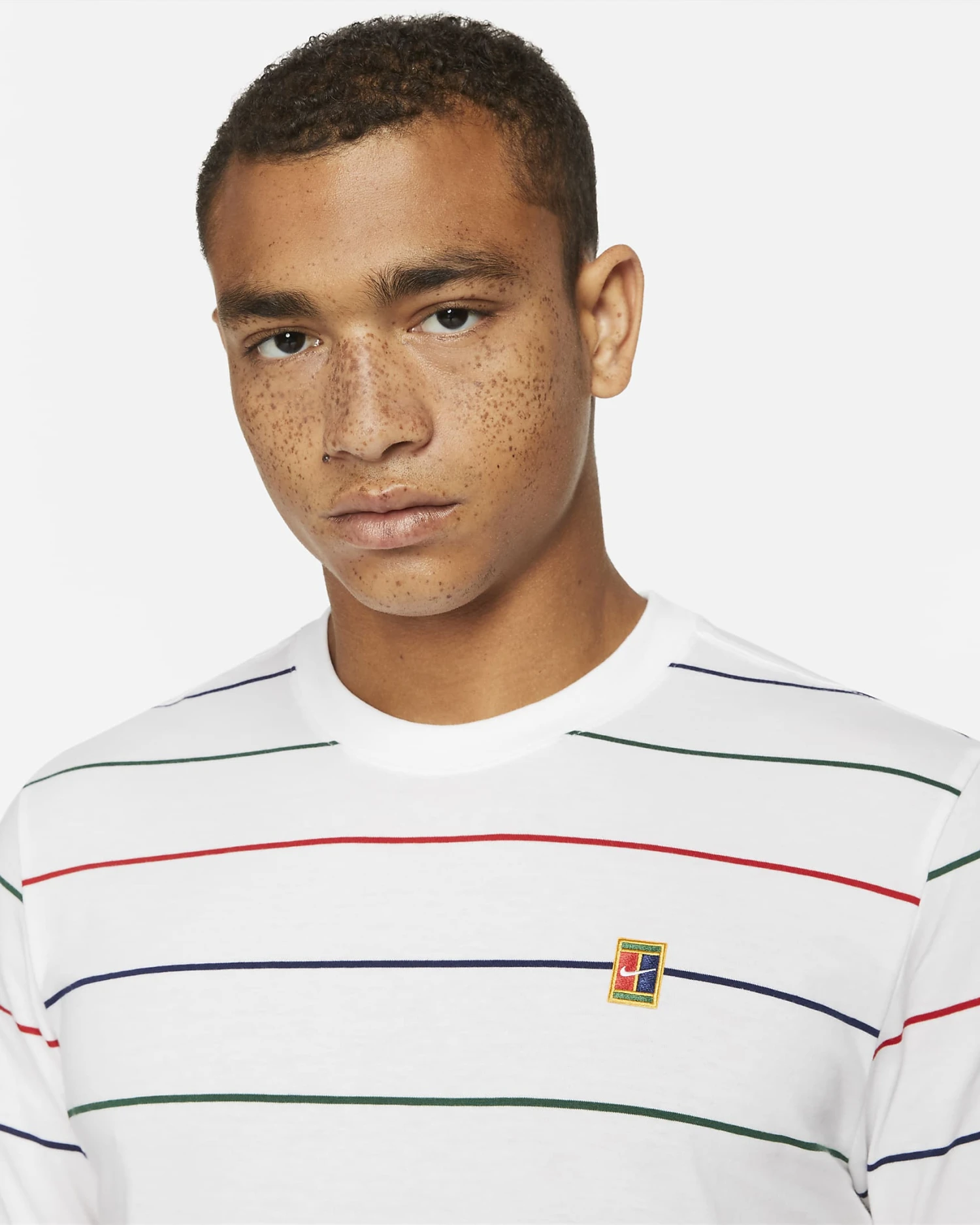 Nike Men's Striped Tennis Top (White) 3 Nike Men's Striped Tennis Top (White) - Image 3