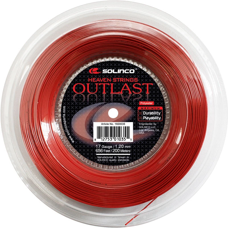 Solinco Outlast 17/1.20 Tennis String Reel (Red) 1 Solinco Outlast 17/1.20 Tennis String Reel (Red)