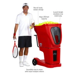 Lobster Phenom 2 Professional Tennis Ball Machine -Racquet Guys Sports product man with phenom